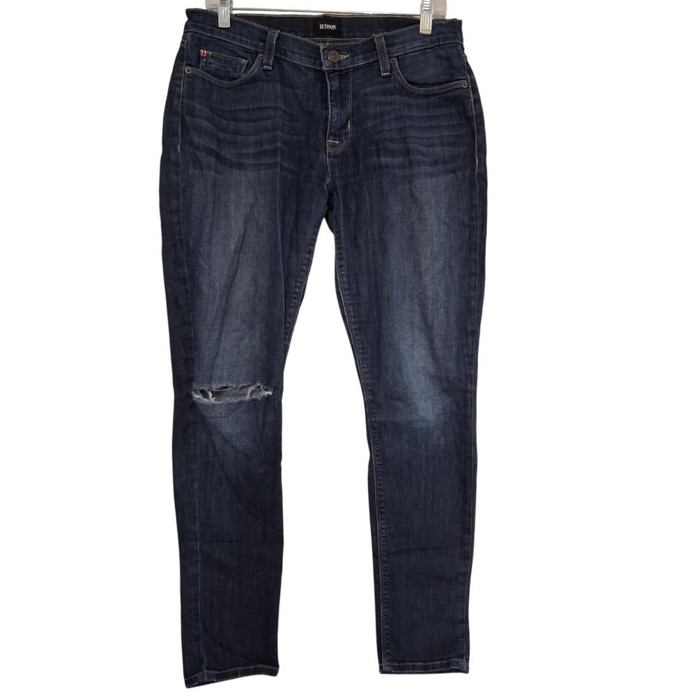 Hudson Krista Super Skinny Jeans Womens 29 Dark Wash Distressed Denim Stretch